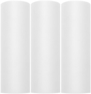 3x Hobby/decoratie witte tule stofjes op rol 15 cm x 9 meter