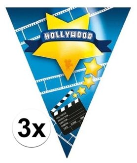 3x Hollywood thema vlaggenlijnen Hollywood - Vlaggenlijnen Multikleur