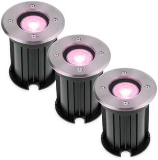 3x Homeylux® Smart WiFi LED Grondspot - Maisy - Rond - RVS 5.5W - RGBWW - IP67 straal waterdicht - 3 jaar garantie