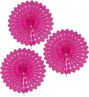 3x Honeycomb waaiers fuchsia 45 cm - Hangdecoratie Roze