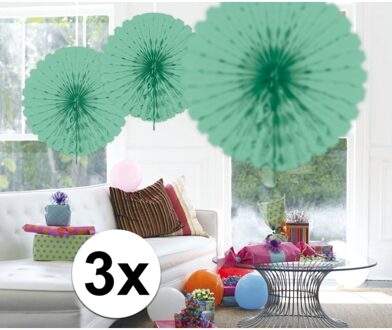 3x Honeycomb waaiers mint groen 45 cm - Hangdecoratie