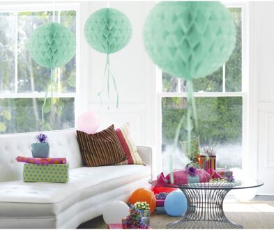 3x Honeycombs ballen mint groen van 30 cm - Hangdecoratie