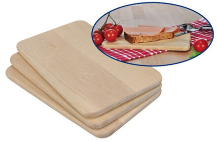 3x Houten planken / serveer planken 21,5 x 13,5 x 1 cm - Serveerplanken Bruin