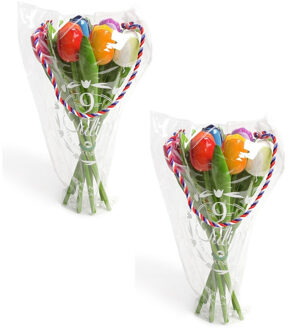 3x Houten tulpen decoratie boeketten 34 cm