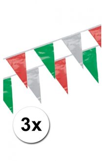 3x Italie vlaggenlijnen 4 meter - Vlaggenlijnen Multikleur