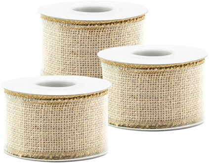 3x Jute cadeaulint/decoratielint 5 x 500 cm op rol - Juten lint/touw - Cadeauverpakkingen - Sierlint