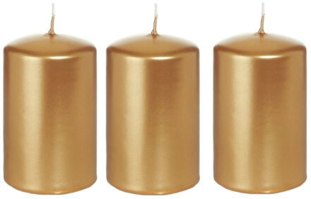 3x Kaarsen goud 5 x 8 cm 18 branduren sfeerkaarsen - Stompkaarsen Goudkleurig