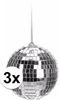 3x Kerst discobal zilver 6 cm - kerstbal