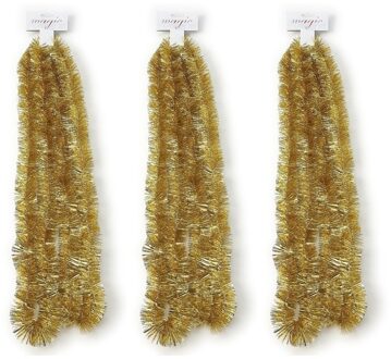 3x Kerst lametta guirlandes goud 270 cm kerstboom versiering/decoratie - Kerstslingers Goudkleurig