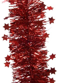 3x Kerst lametta guirlandes kerst rood sterren/glinsterend 10 x 270 cm kerstboom versiering/decoratie - Kerstslingers