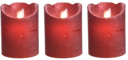 3x Kerst rode LED kaarsen/stompkaarsen 10 cm flakkerend
