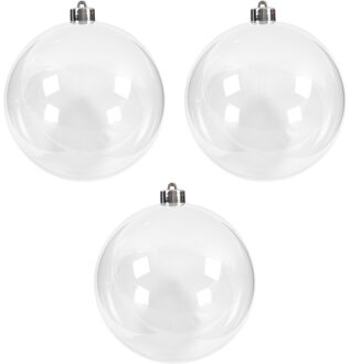 3x Kerstballen om te vullen 13,5 cm - Kerstbal Transparant