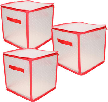 3x Kerstballen opruimen/opbergen opbergboxen 31 x 31 cm voor 27 kerstballen