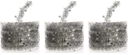 3x Kerstboom sterren folie slingers zilver 700 cm