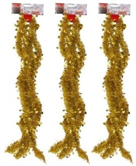 3x Kerstboom versiering slingers goud