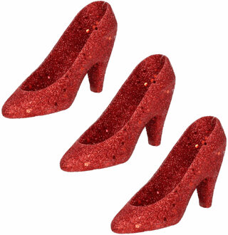 3x Kersthangers rode hakken/pumps 10 cm kerstboomversiering