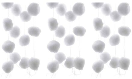 3x Kerstslinger sneeuwbal 180 cm - Kerstslingers Wit