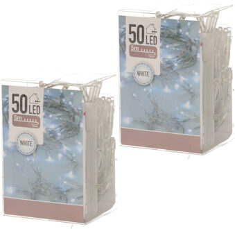 3x Kerstverlichting op batterij helder wit 50 lampjes