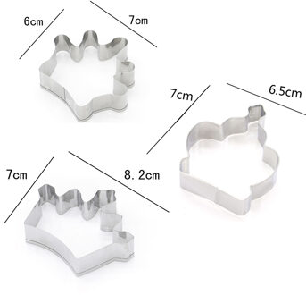 3x Keuken Rvs Hond Bot Cookie Cutter Biscuit Fondant Gebak Bakken Hulpmiddel Cake Sugarcraft Decorating Mold kroon-3stk