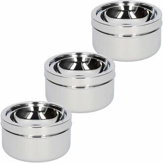 3x Klep/terras asbakken zilver 11 cm