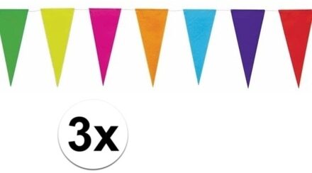 3x Kleur vlaggenlijn van papier 10 m