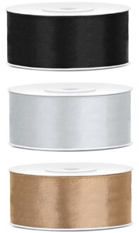 3x kleuren rollen Hobby/decoratie satijn sierlint 2,5 cm x 25 meter