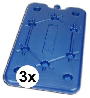 3x Koelelementen groot plat freezeboard 400 gram 14 x 25 x 1 cm - Koelelementen Blauw