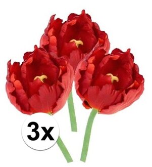 3x Kunstbloemen tulp rood 25 cm - Kunstbloemen