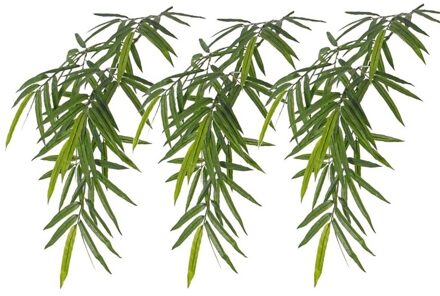 3x Kunstplanten groene bamboe hangplant/tak 82 cm UV bestendig - Kunstplanten