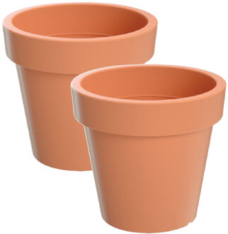 3x Kunststof bloempotten 20 cm terracotta - Bloempotten/plantenpotten voor binnen en buiten