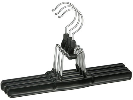 3x kunststof broekhangers - kledinghangers - 26 cm - zwart - kunststof - kleerhangers