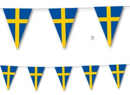 3x Landen thema versiering Zweden vlaggenlijn van 3,5 meter - Vlaggenlijnen Multikleur