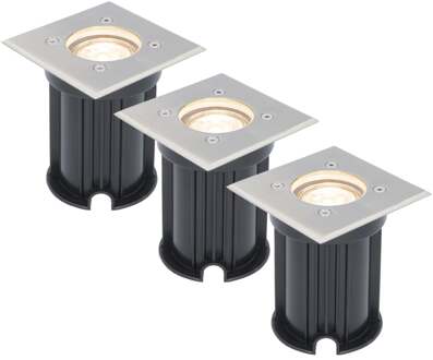 3x - LED Grondspots - Zilver