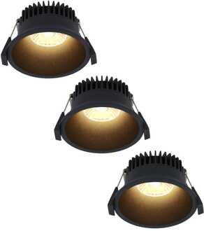 3x - LED Inbouwspots Badkamer IP44 Zwart