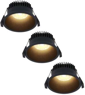 3x - LED Inbouwspots Badkamer IP44 Zwart