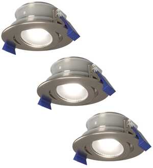 3x - LED Inbouwspots Badkamer IP65 Zilver
