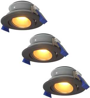 3x - LED Inbouwspots Badkamer IP65 Zwart
