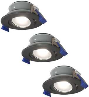 3x - LED Inbouwspots Badkamer IP65 Zwart