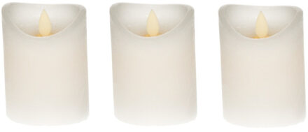 3x LED kaars/stompkaars wit 10 cm Flame met flakkerende vlam - Action products