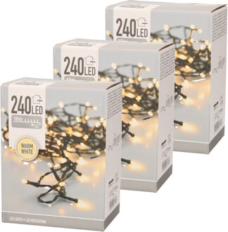 3x LED kerstverlichting warm wit 240 lampjes - Kerstverlichting kerstboom