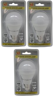 3x LED lamp / plafondlamp met bewegingssensor E27 - Lamp (bolletje)