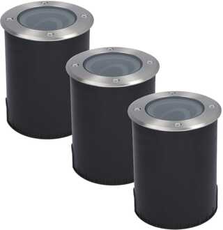 3x Lilly - LED Grondspots Zilver Kantelbaar