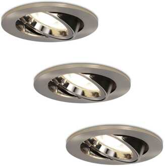 3x Lublin - LED Inbouwspots Zilver Kantelbaar