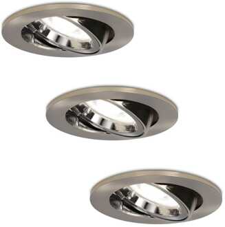 3x Lublin - LED Inbouwspots Zilver Kantelbaar