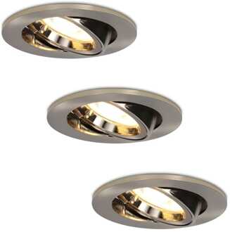 3x Lublin - LED Inbouwspots Zilver Kantelbaar