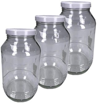 3x Luchtdichte weckpot transparant glas 1700 ml - Weckpotten