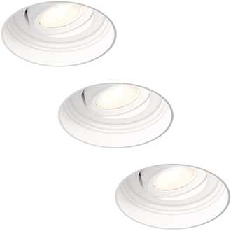 3x Lugo LED inbouwspots Trimless - Wit - Dimbaar - 5 Watt 450 Lumen - 2700K Warm Wit Licht - Kantelbaar - IP65 - Voor Binnen & Buiten
