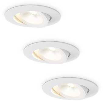 3x Lugo LED Inbouwspots - Wit - Dimbaar - 5 Watt 450 Lumen - 2700K Warm Wit Licht - Kantelbaar - IP65 - Voor Binnen & Buiten