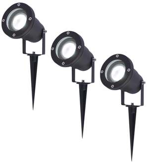 3x Lumi LED Prikspot Zwart IP44 GU10