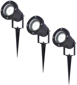 3x Lumi LED Prikspot Zwart IP65 GU10